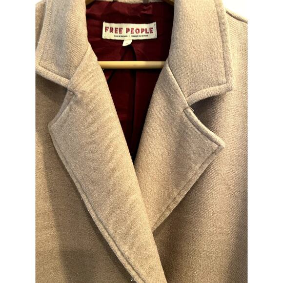 Free People Size Medium Oversized Tan Slouchy Coat Blazer - Picture 5 of 11